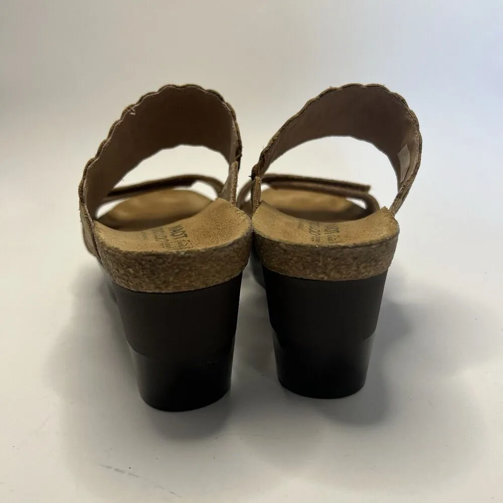Naot Wedge Sandal Womens Sz 38/7 Tan Rise Cork Footbed Platform Adjustable Strap Brown - Image 12