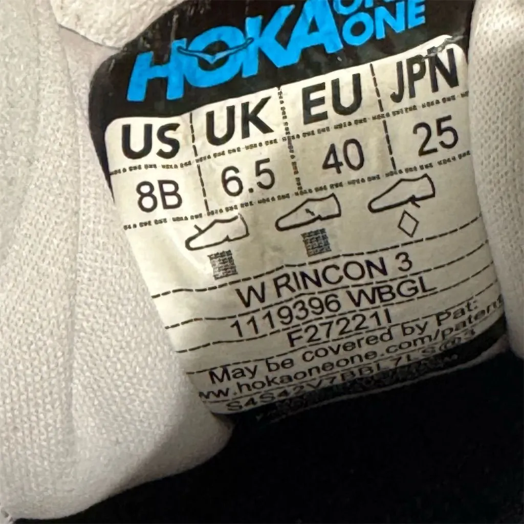 Hoka One One Rincon 3 Women’s 8B White Blue Glow Running Shoes Cushioned Trainer Size 8 - Image 8
