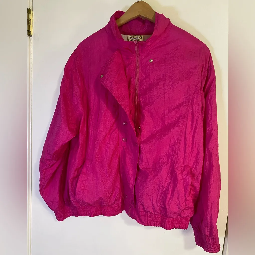 Vibrant Fuchsia Bomber Jacket Pink Size L - Image 2