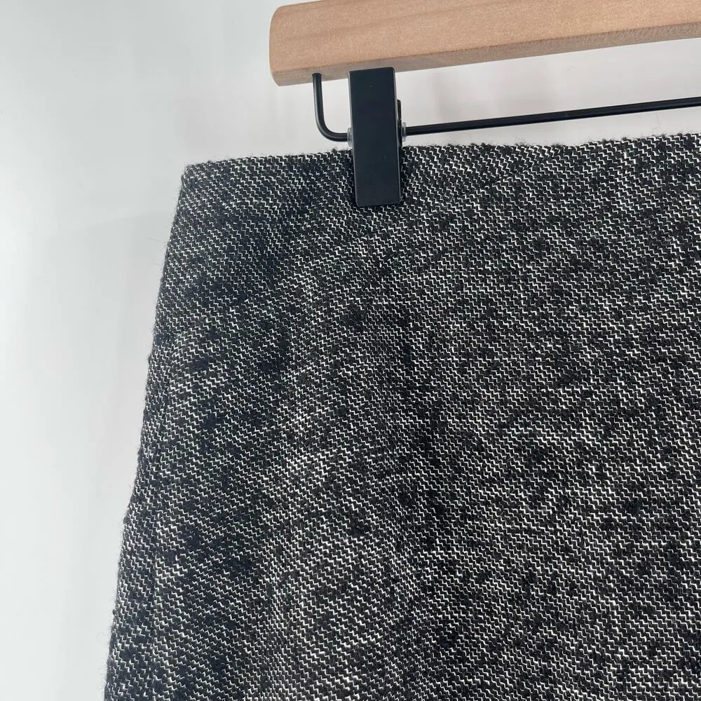 ANN TAYLOR Skirt Size 12 Virgin Wool Blend Tweed Black Business Casual Office - Image 5