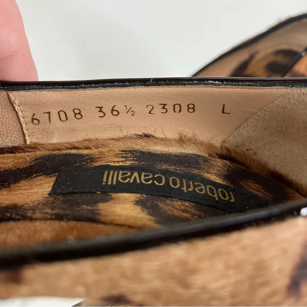 Roberto Cavalli Leopard Print Calf Hair Heels Size 36 1/2 - Image 8