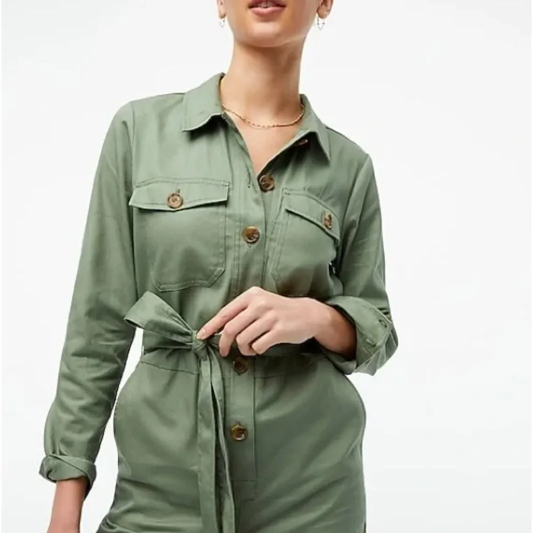 J. Crew Jumpsuit Women's Size 4 Army Green Utility Romper One Piece Coveralls - Image 9