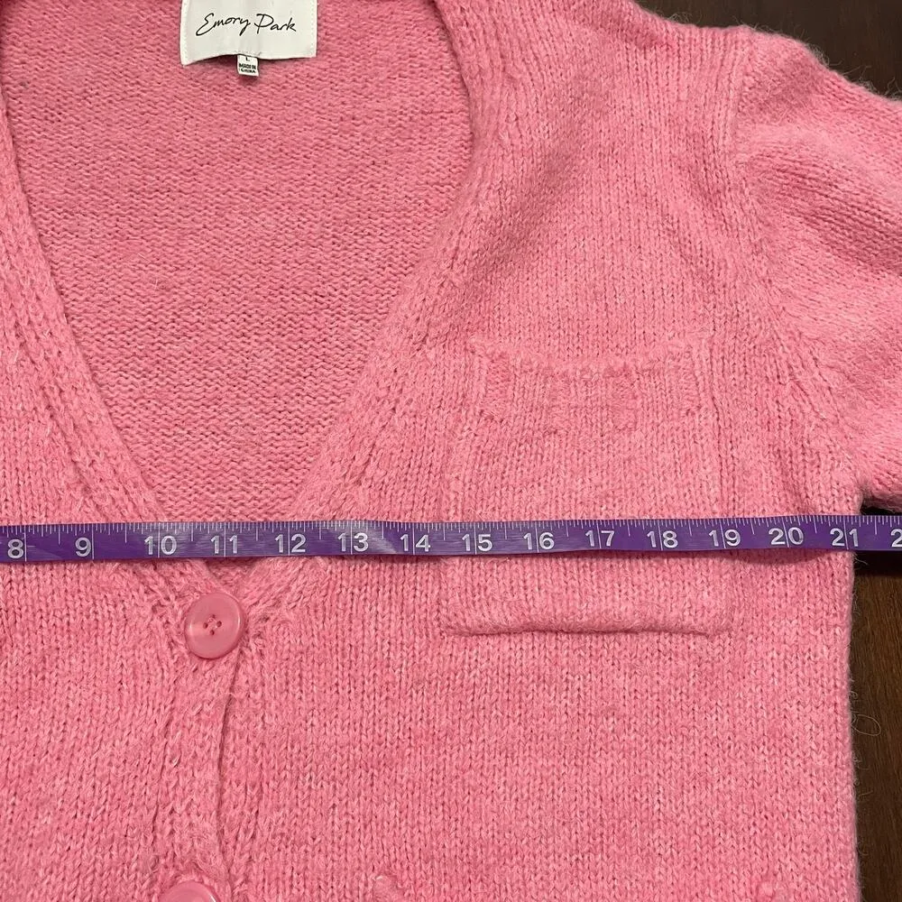 Emory Park Women's Pink Cardigan Boyfriend Sweater Size Large Soft Cozy Pockets - Image 6