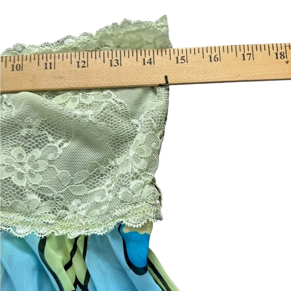 Victoria's Secret blue floral scarf yellow lace halter top size large - Image 5