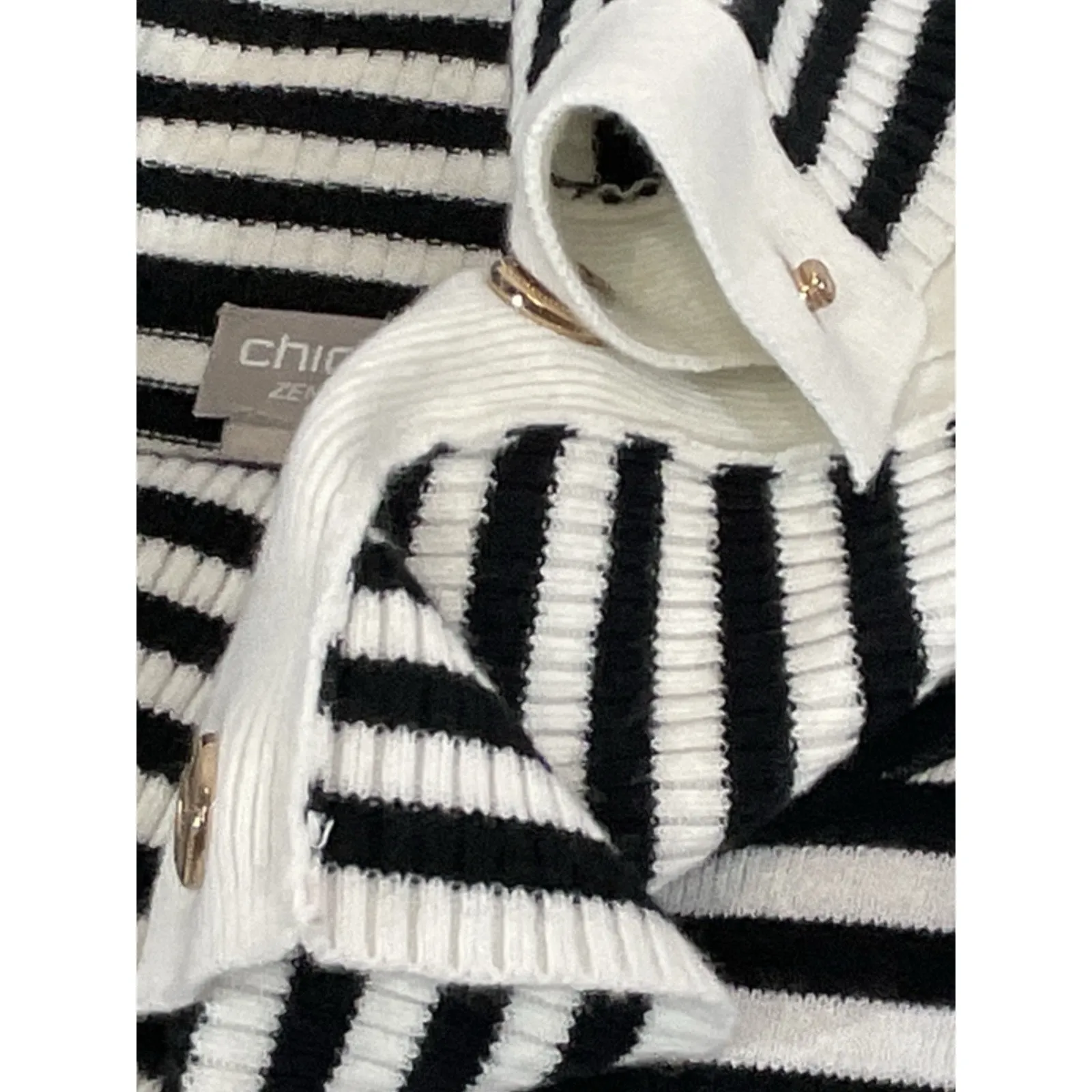 Chico's Zenergy Cotton-Cashmere Blend Foldover Neck Tunic Sweater Size 2 Large - Image 4