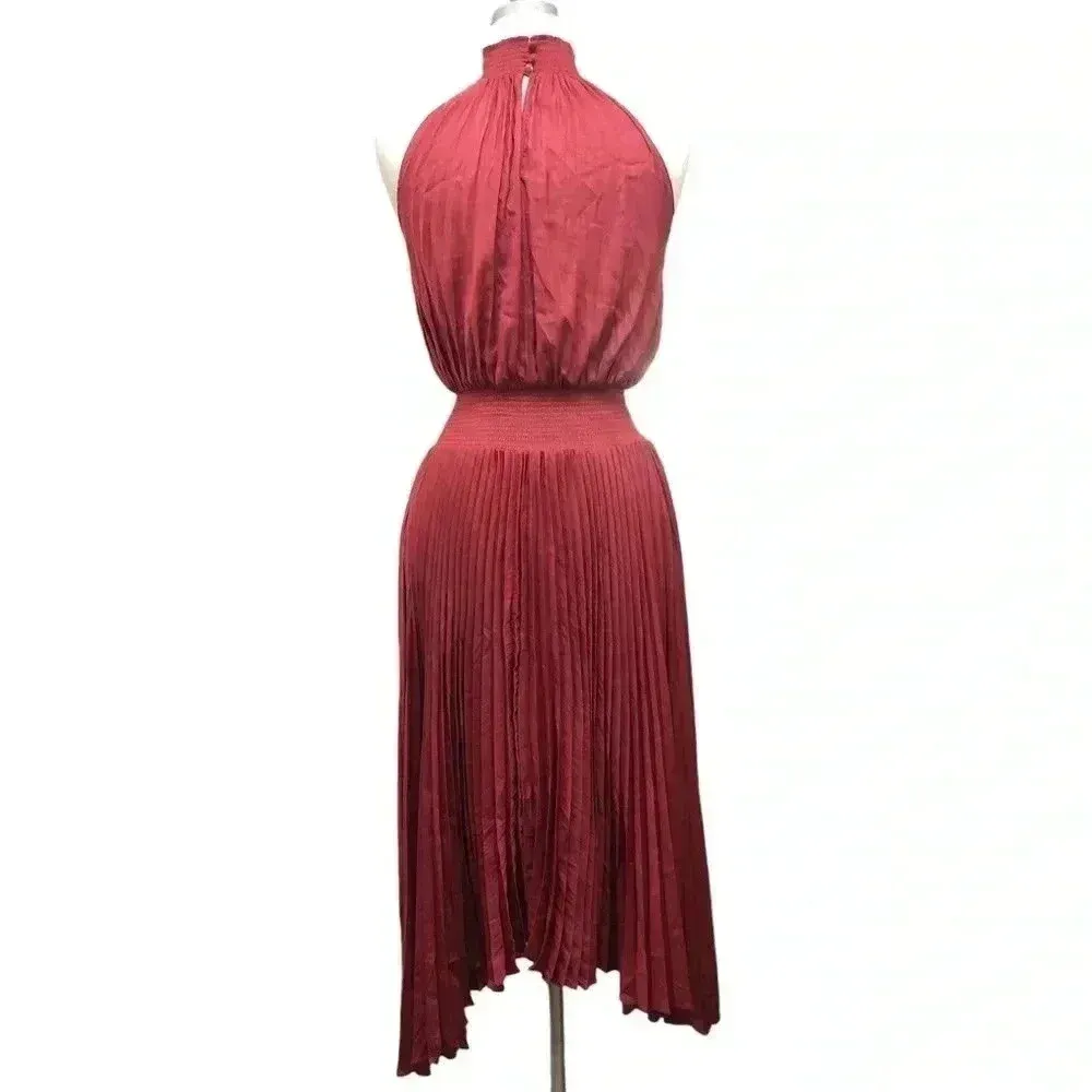 Elie Tahari Pleated Midi Dress Highland Rose - Image 7