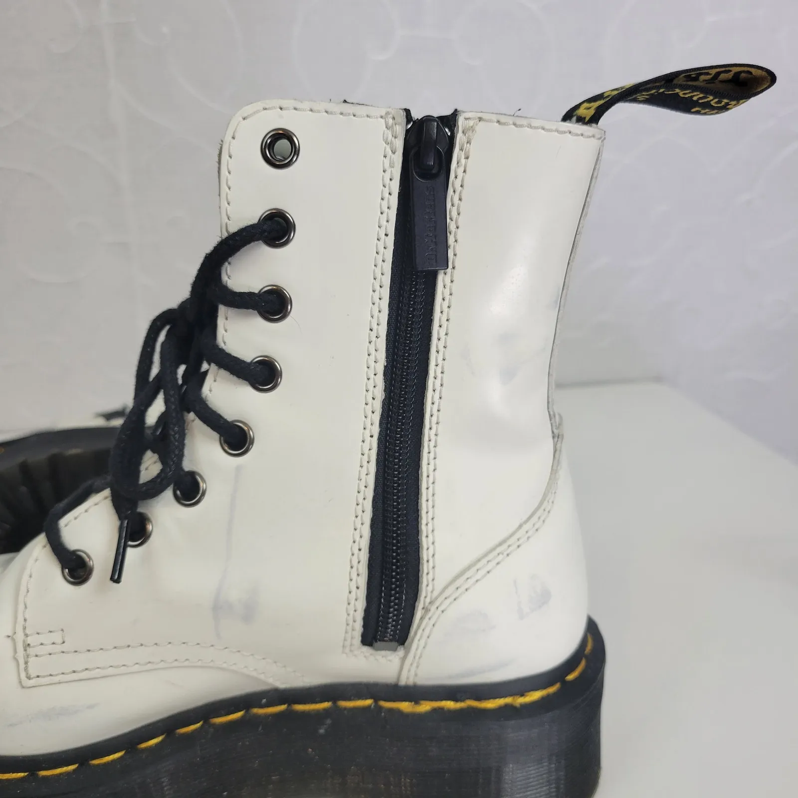 Doc Martens Womens Shoes Size 6 White Round Toe High Platform Side Zip‎ Boots - Image 2