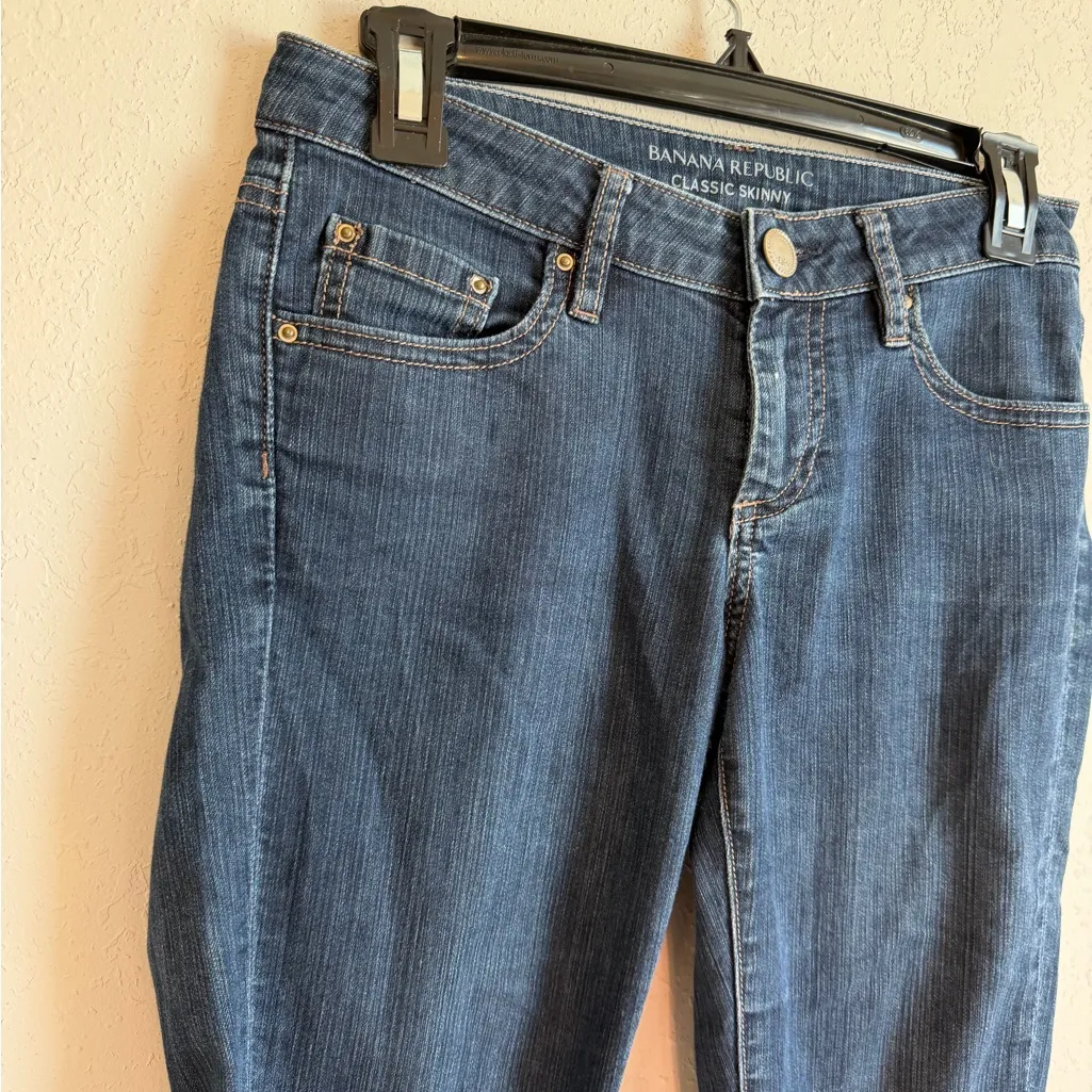 Banana Republic Classic Skinny Low Rise Dark Wash Blue Denim Jeans Womens 0 - Image 2