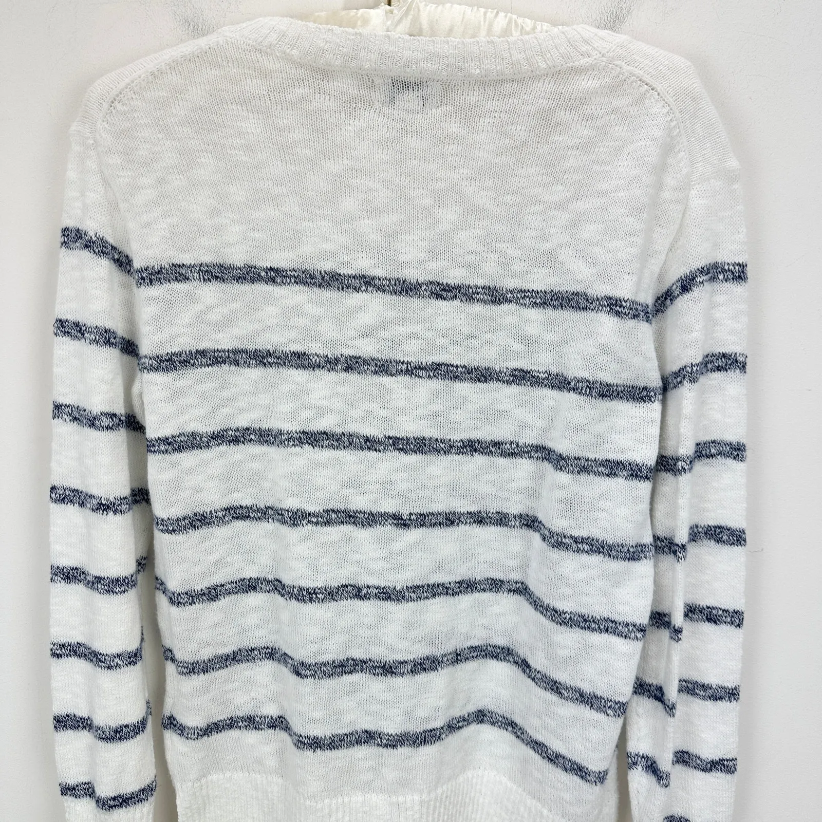 J.Crew Striped Crewneck Beach Sweater Long Sleeve White Navy Coastal XXS NWT - Image 10
