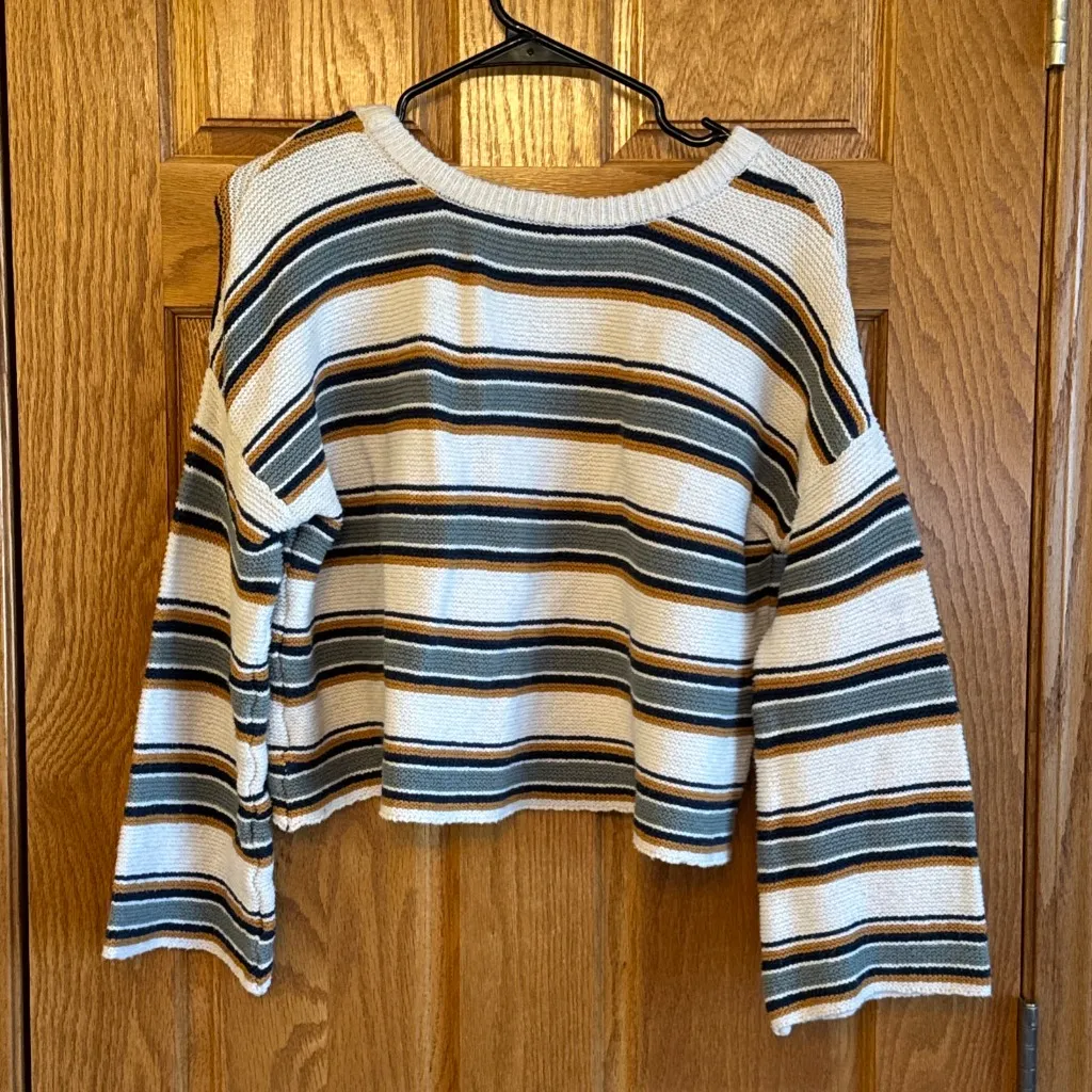 OTHERS FOLLOW Knit Striped Pullover Cropped Sweater Womens Medium - Image 2