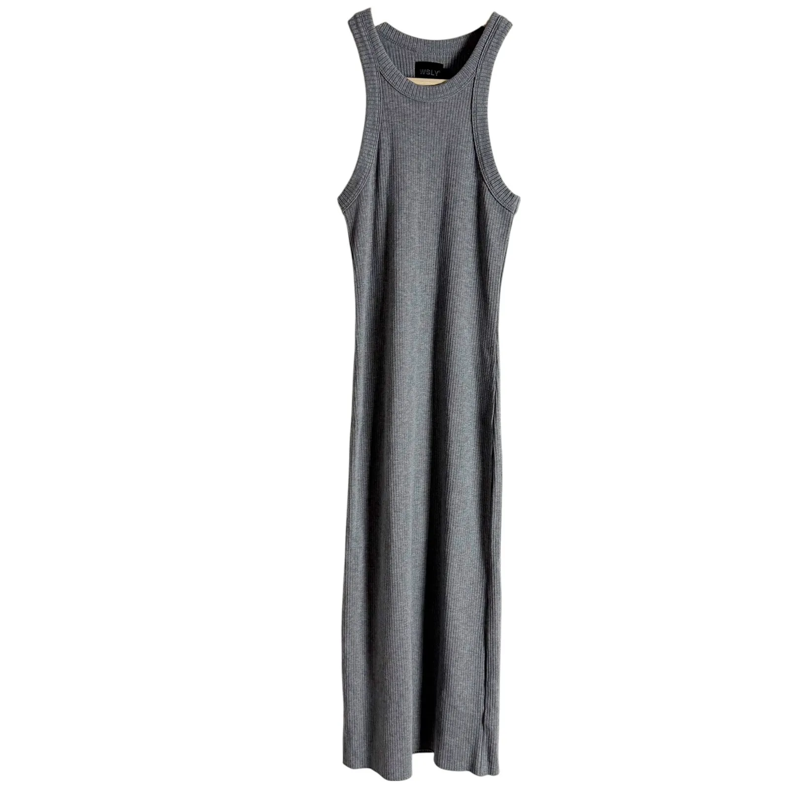 WSLY The Rivington Heather Gray Ribbed Knit Sleeveless Midi Sweater Dress Small - Image 2