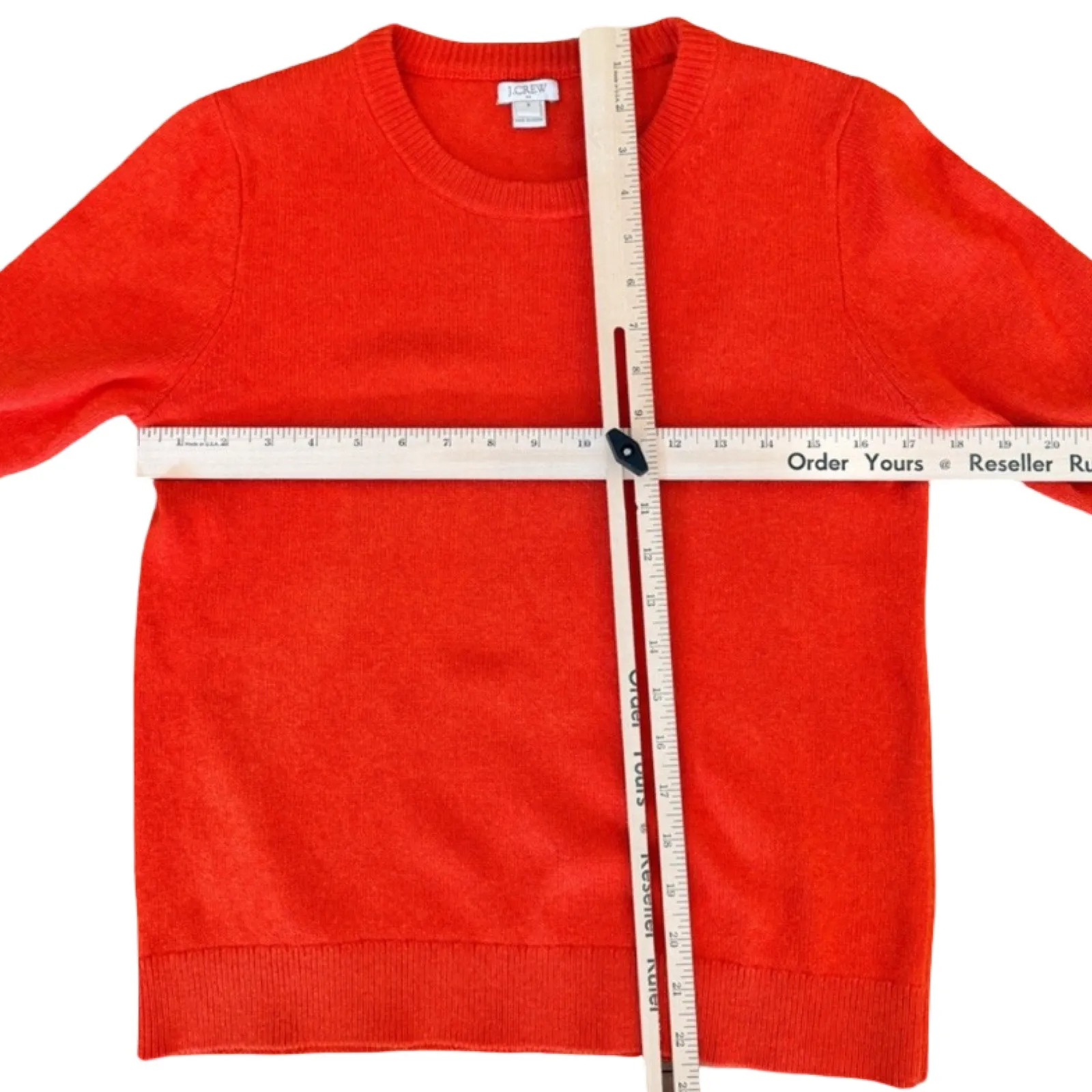 J. Crew Orange Tangerine Wool Blend Crew Neck Flared Cuff Sleeve Sweater Size S - Image 5