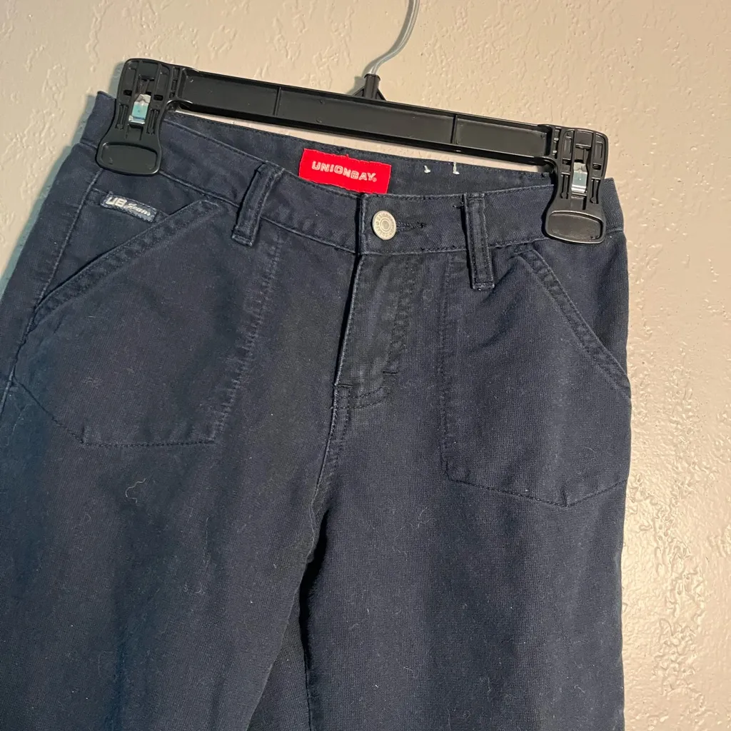 UNIONBAY Women's Wide Leg Jeans - Dark Wash SZ 0 Back Pockets Mid Rise Bootcut - Image 6