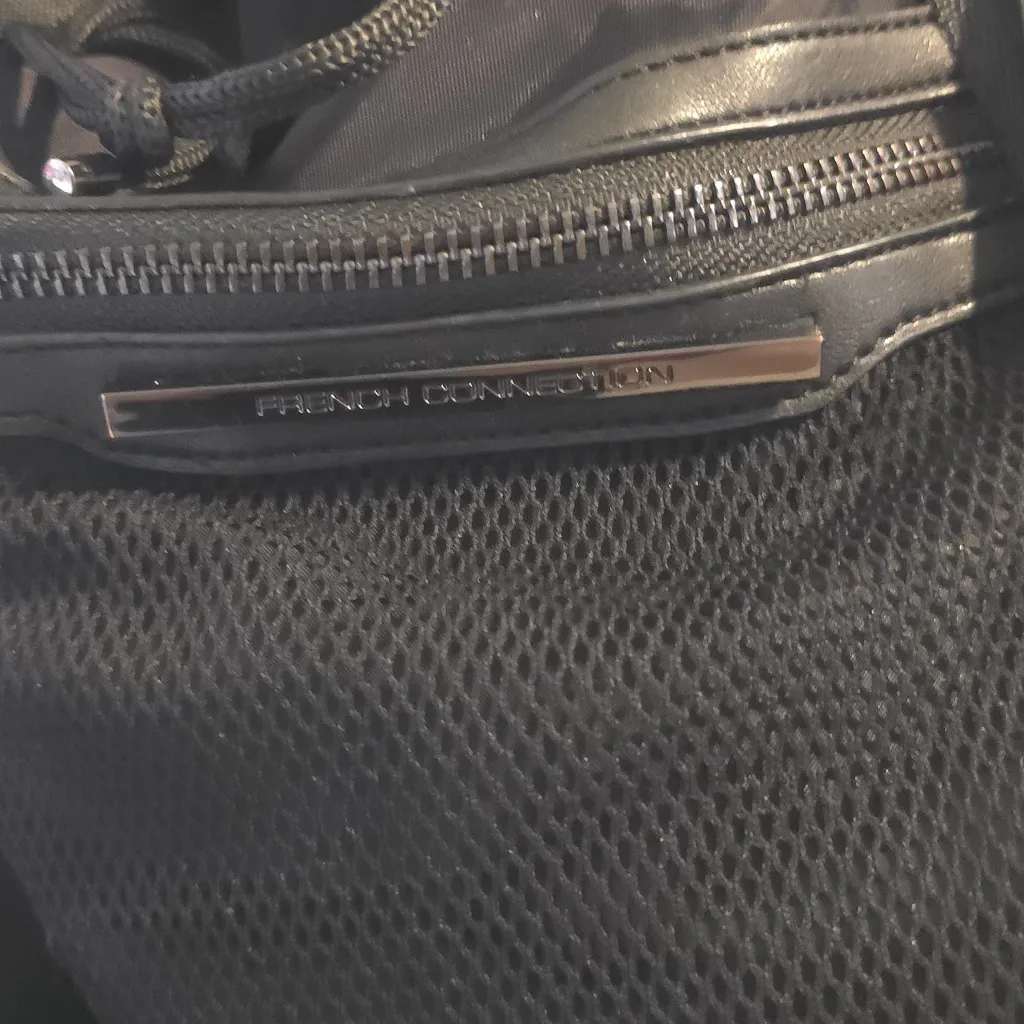French Connection Black Mesh Zip Bag - Image 7