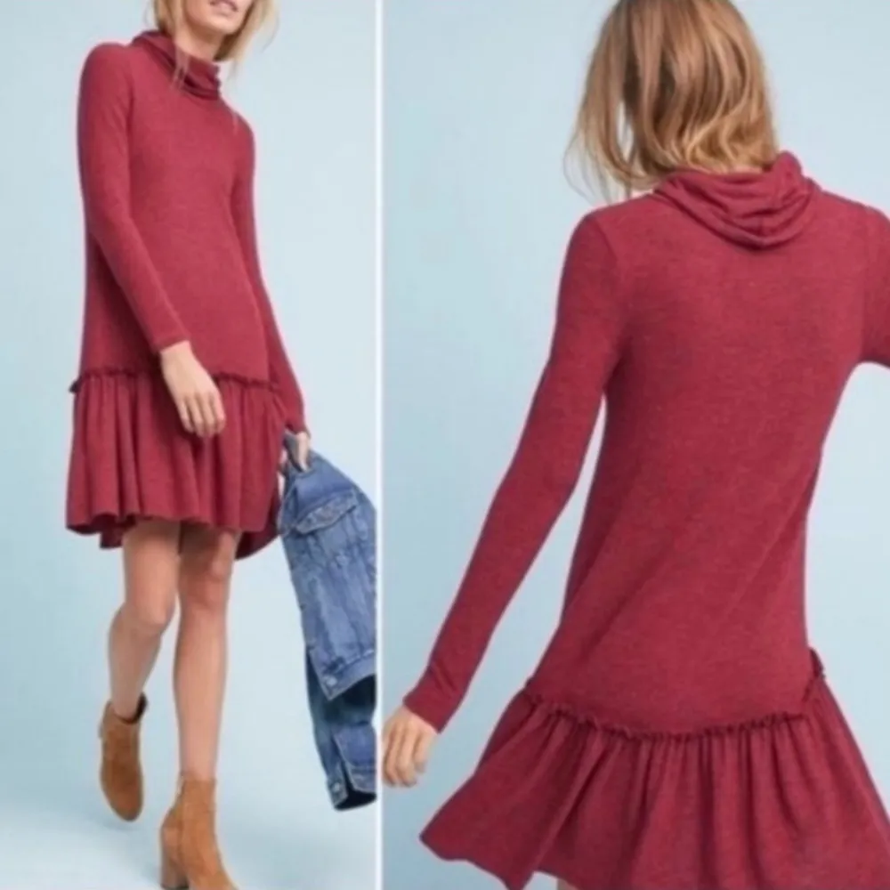 Anthropologie Sunday in Brooklyn Cowl Neck Drop Waist Knit Sweater Dress Size S - Image 2