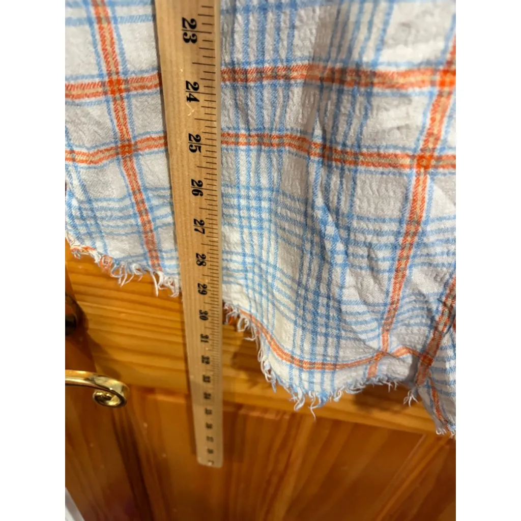 Free People Plaid About You Sleep Shirt Tunic Distressed Raw Hem Size XS - Image 5