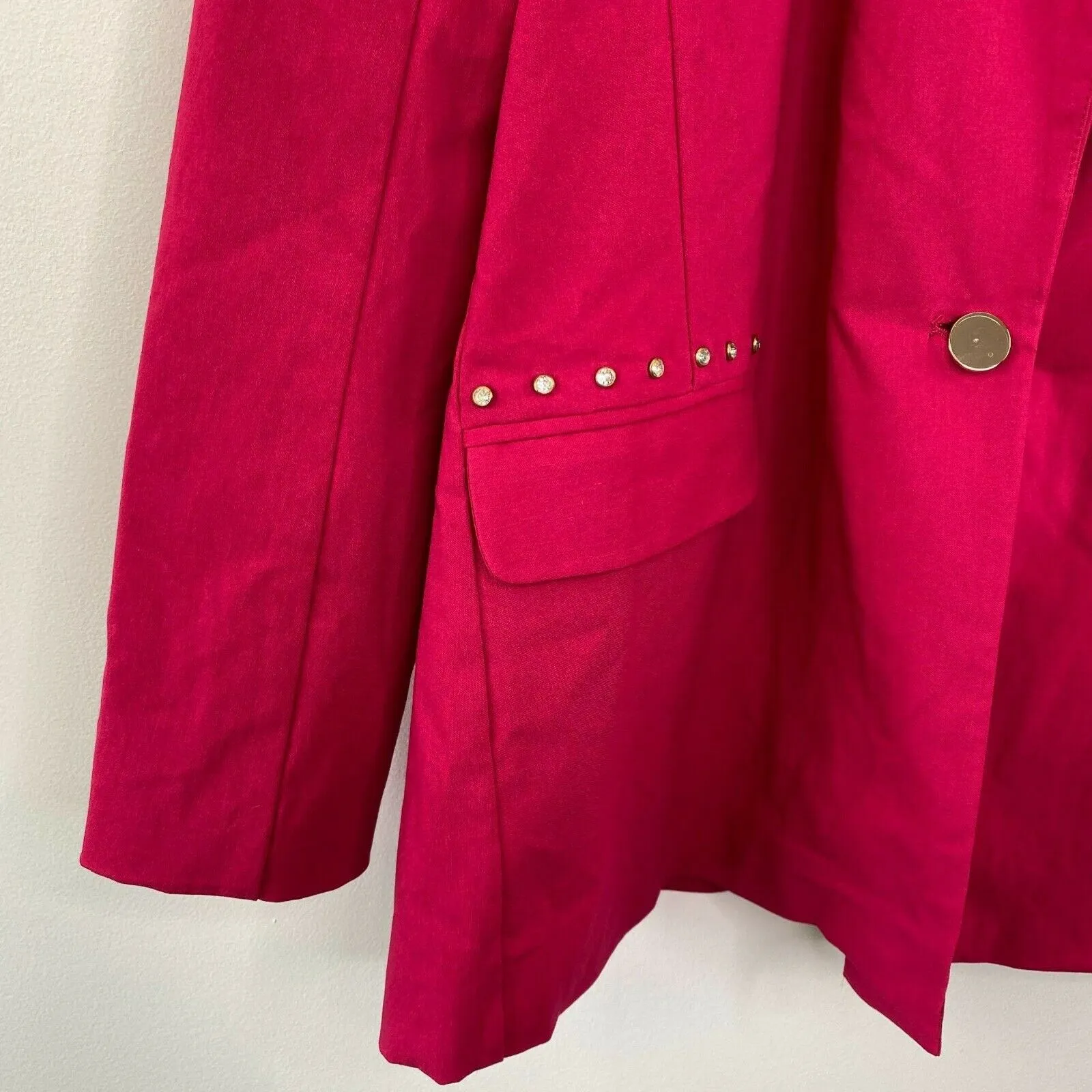 Thalia Sodi Cerise Pink Studded Pocket Blazer Jacket Size M Career Office Barbie - Image 2