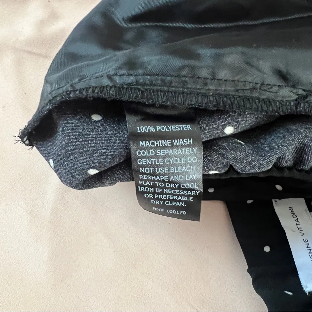 Adrienne Vittadini Black & White Polka Dot Wide Leg Pull On Pants Flowy Size 10 - Image 8