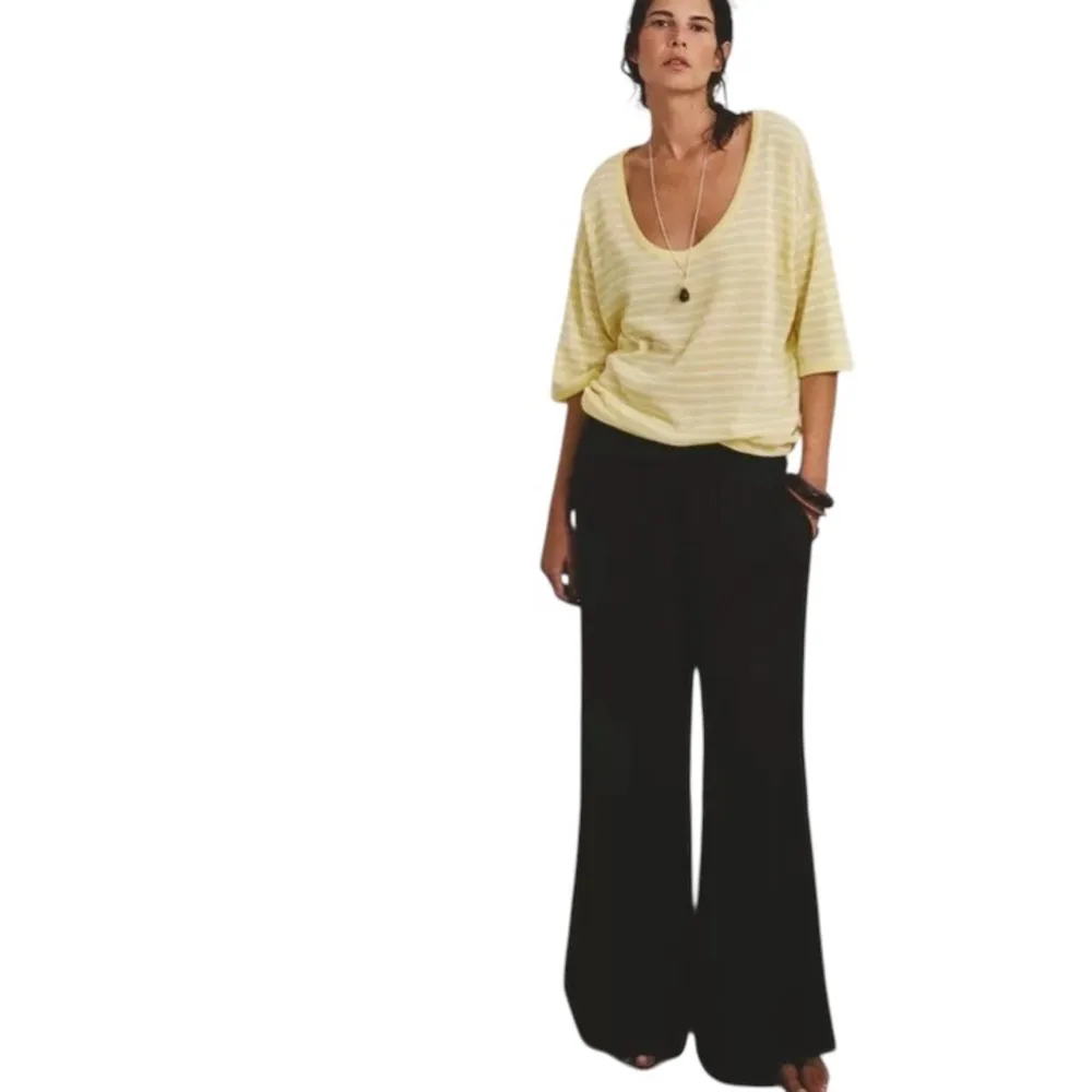 Zara New Black Wide Flowing Trousers High-waist elastic waistband Extra-wide leg - Image 2