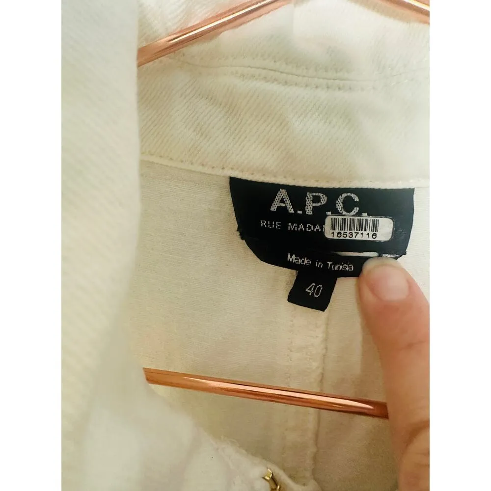 A. P. C. White Denim 100% Cotton Short Romper Combinaison Hills Romper Size 40 - Image 10