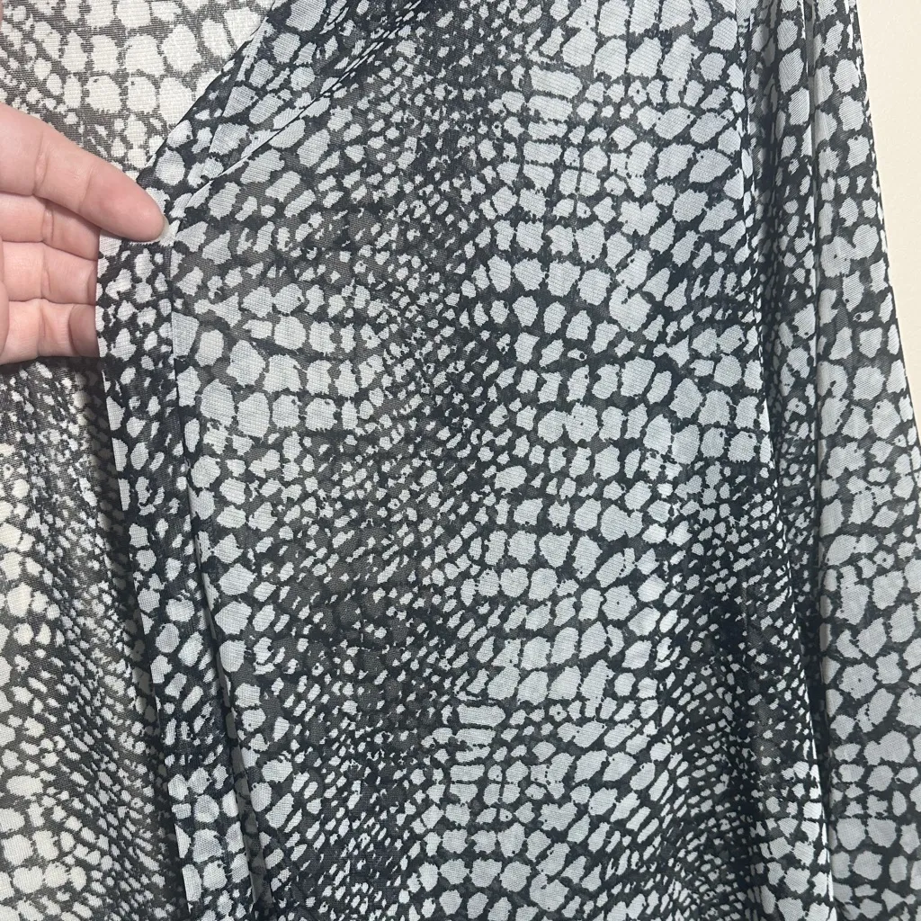 Susan Graver Black White Sheer Cardigan | Medium - Image 6