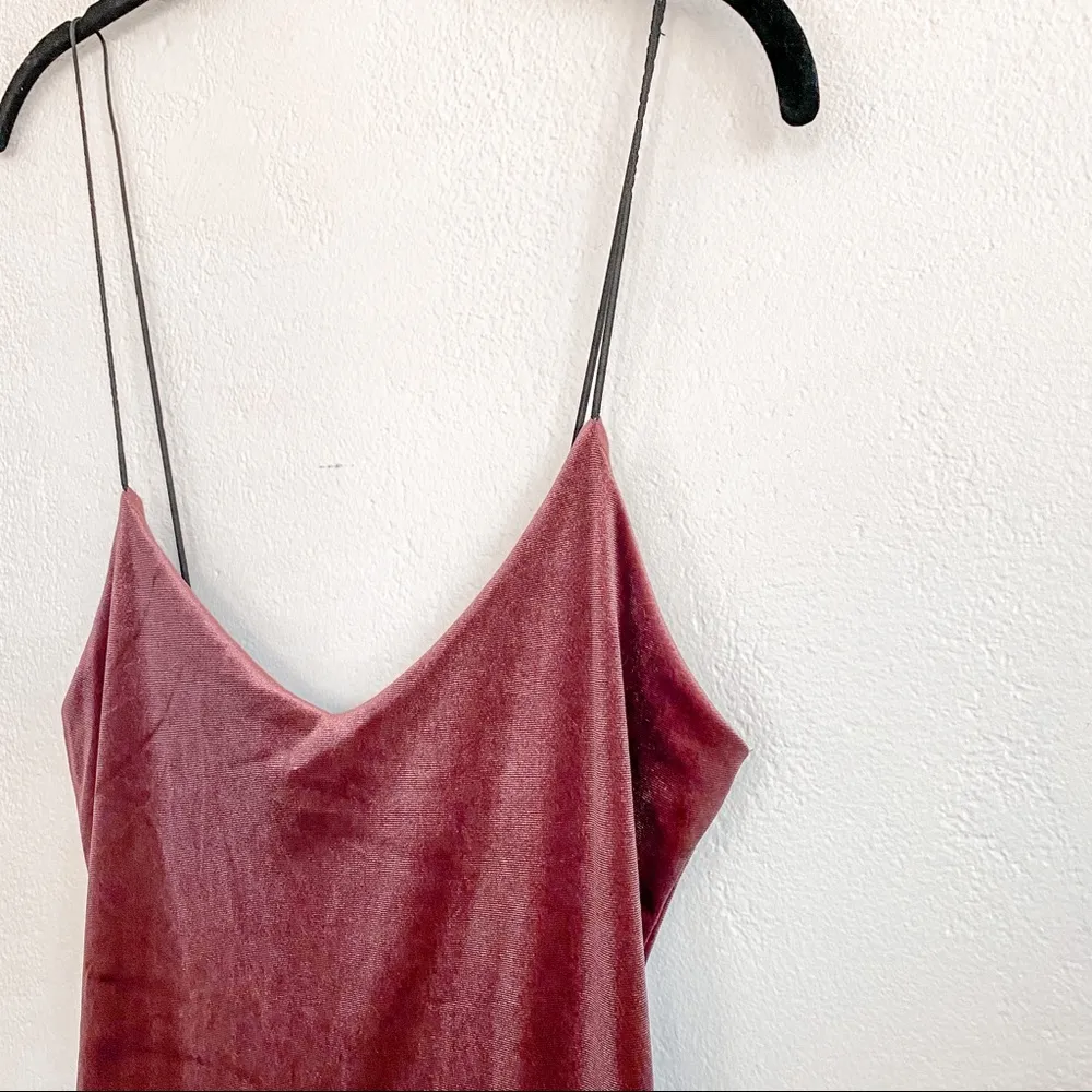 Mind Code Mauve Velour Spaghetti Strap Mini Dress Size Medium - Image 3