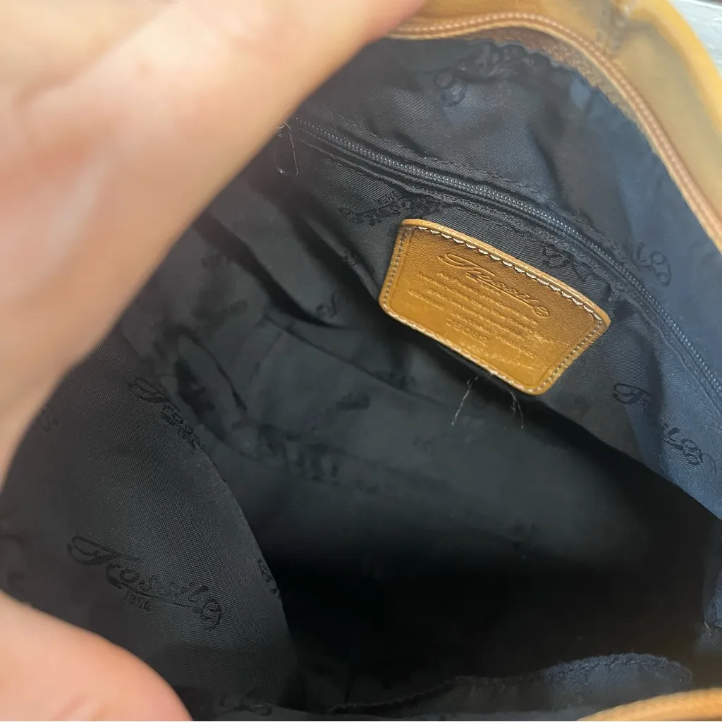 Vintage Fossil Leather Shoulder Bag Mustard Yellow Slouchy Hobo Tote 753C82 9x10 - Image 9