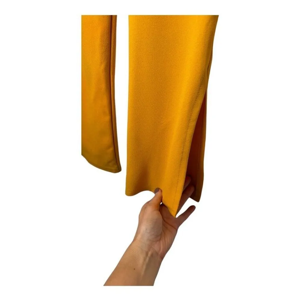 Public Desire Asos Pants Womens 12 Orange Waist Strap High Rise Flared Retro Yellow - Image 9