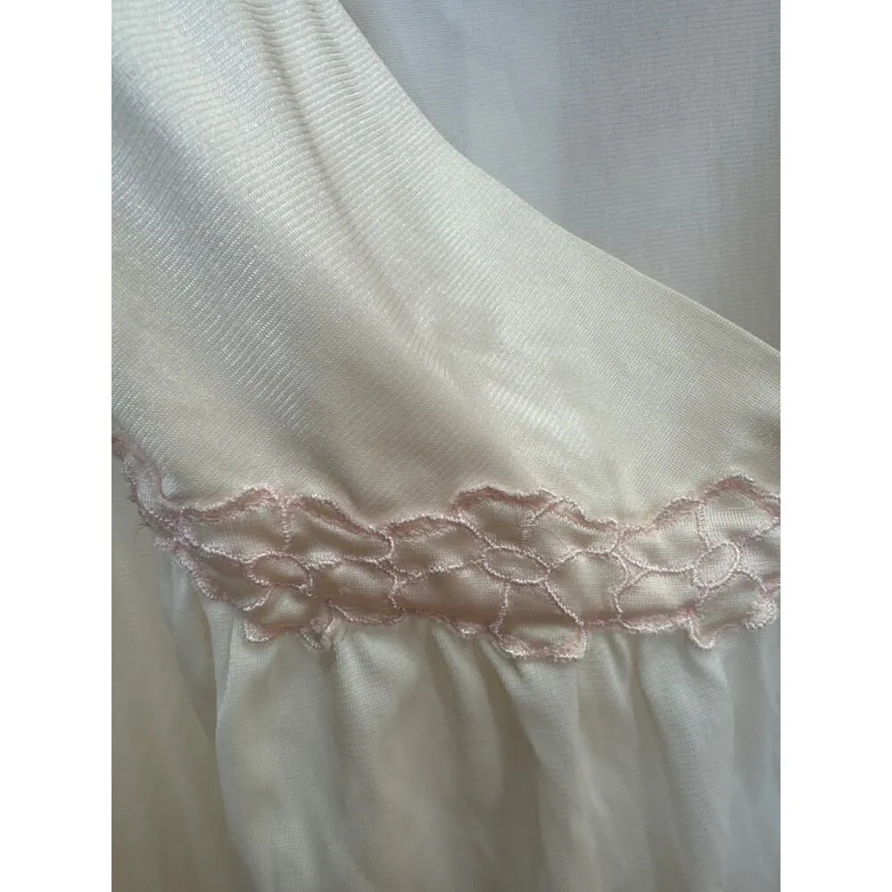 Vintage Vanity Fair slip night gown made in USA peach with pink size large - Image 9