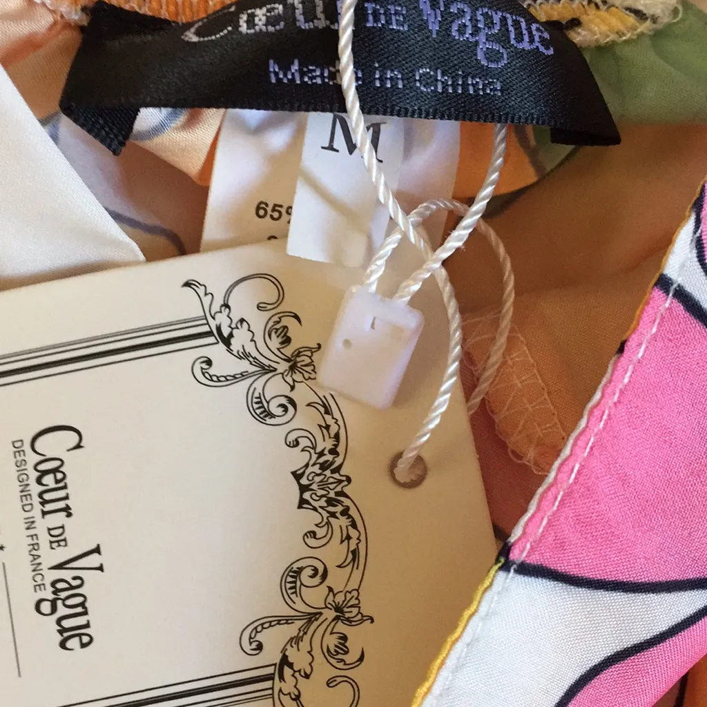 Coeur DE Vague Retro 60’s Flowers Overalls NWT!! Yellow Size M - Image 2