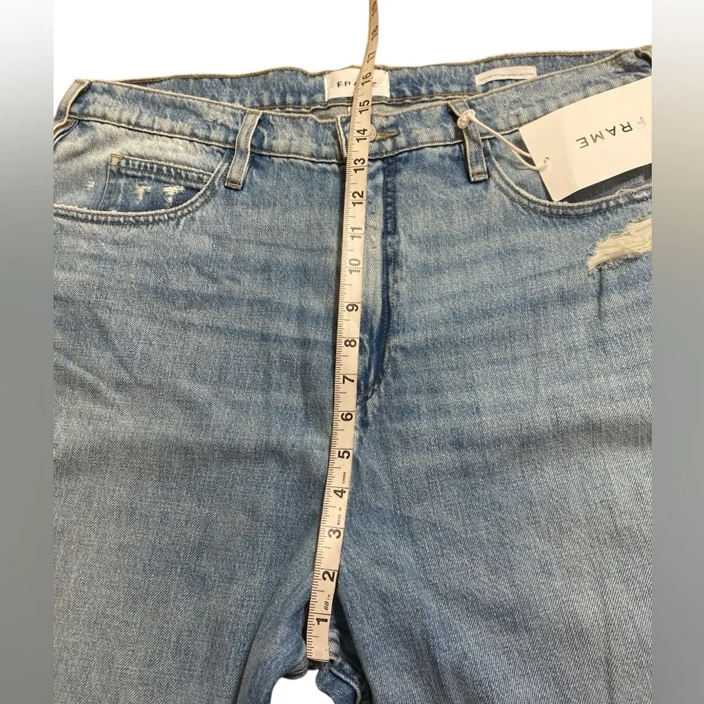 frame le high 'n' tight wide-leg crop jeans downpour rips - Image 8