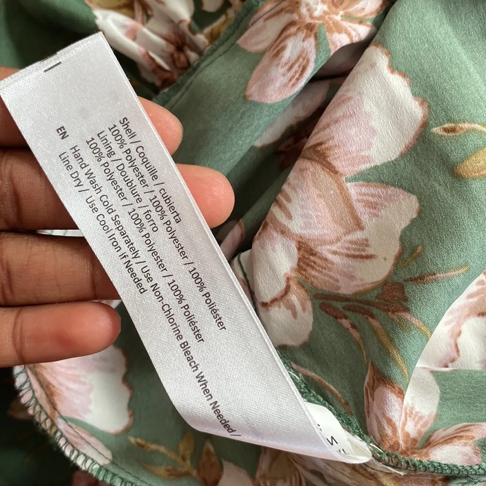 BOG Collective Green Floral Puff Sleeve Midi Dress SIZE S – Romantic Boho Style - Image 6