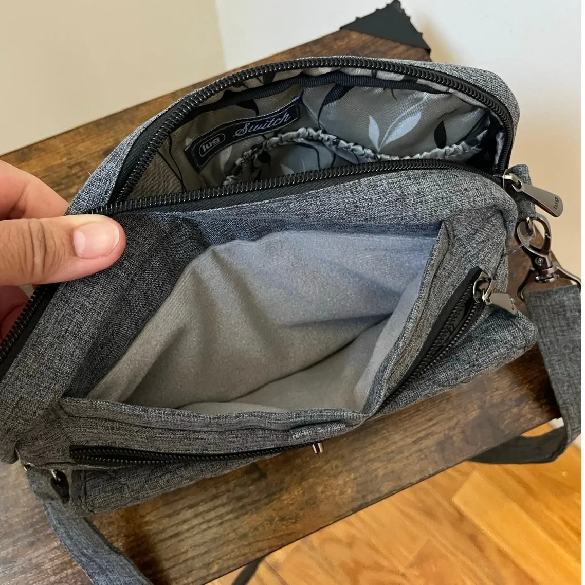 Lug Switch RFID Convertible Crossbody Bag Quilted Gray Heather - Image 5