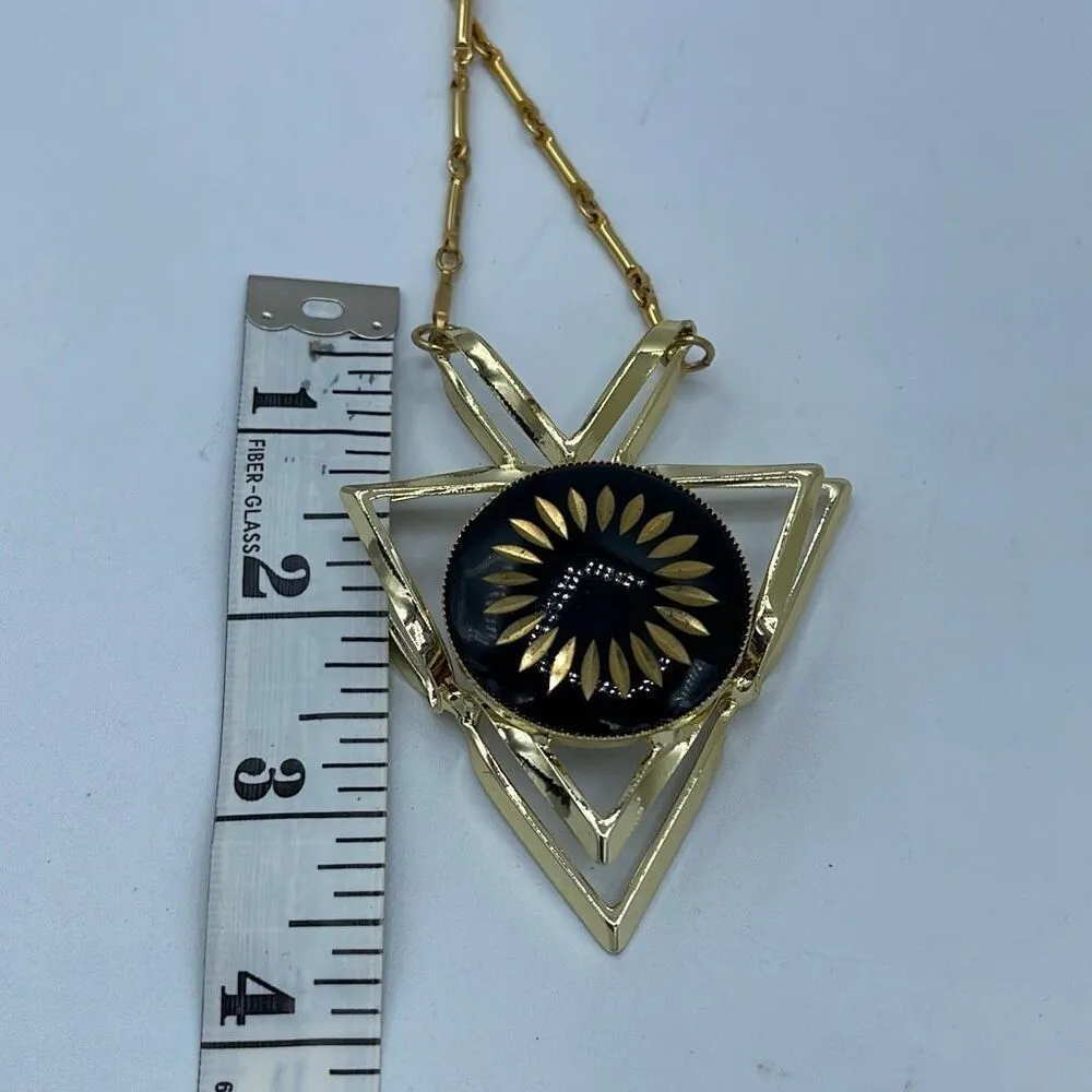 Vintage JoAnne Jewels deco statement necklace Gold - Image 7