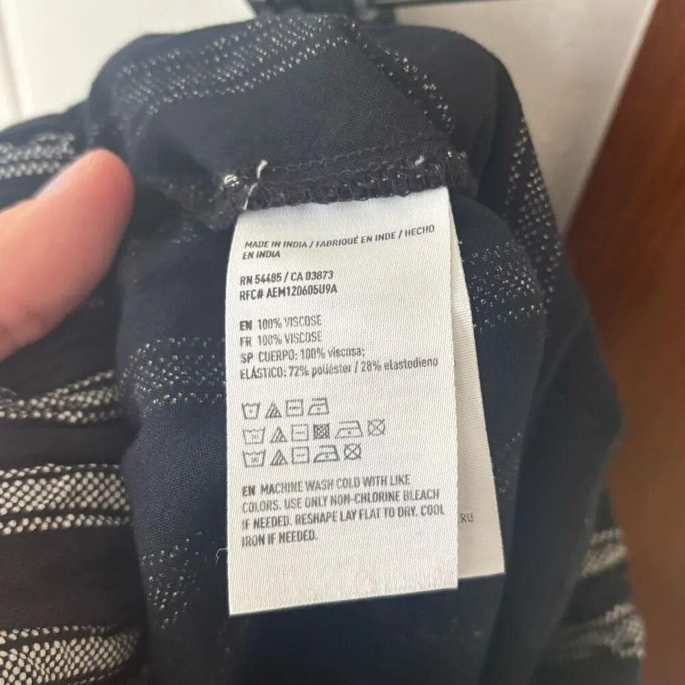 American Eagle Black Vertical Striped Boho Loose Pants size‎ small - Image 4