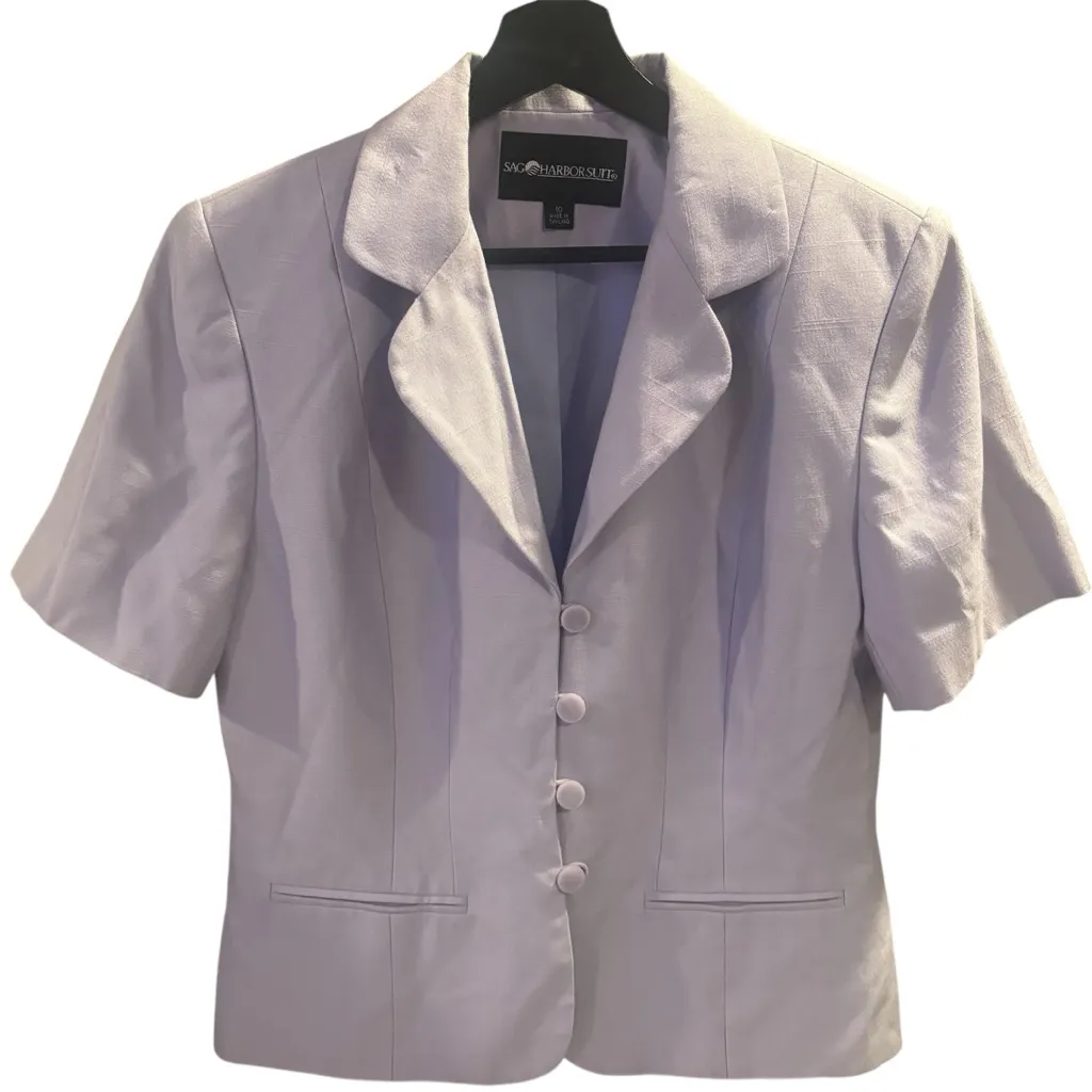 Sag Harbor Lilac Short Sleeve Button Up Blazer Size 10 Purple - Image 4