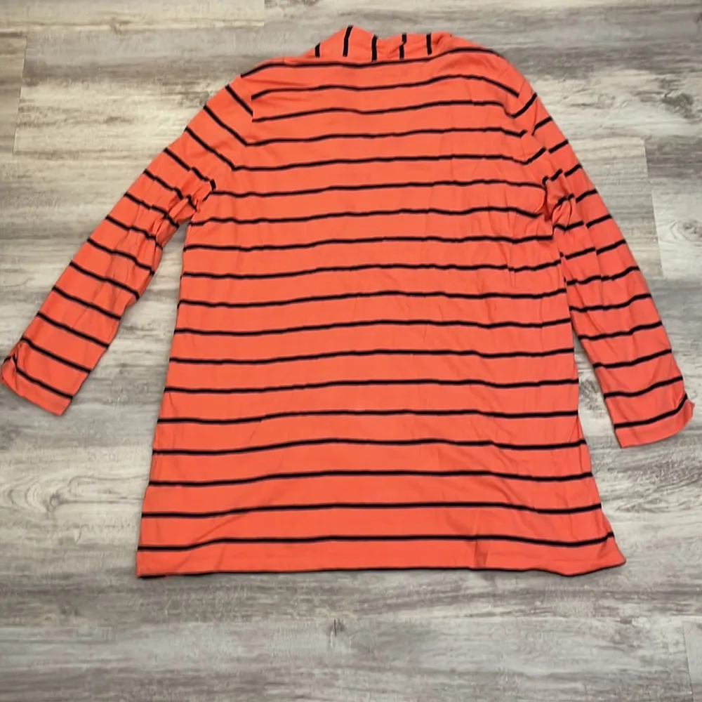 Melon Colored with Navy Blue Stripes Mock Tank Top with Cardigan XL - Image 12
