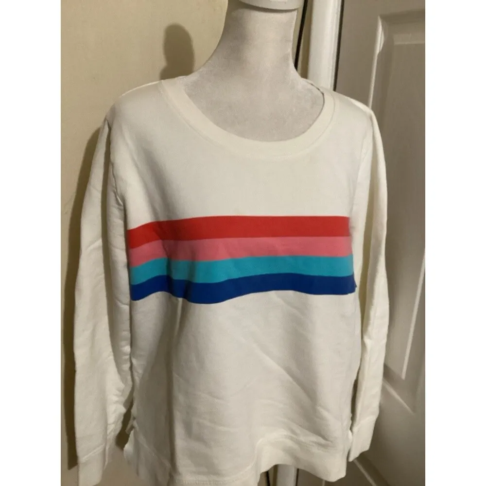 J. Crew Rainbow Striped Crewneck Cotton Sweater S - Image 3