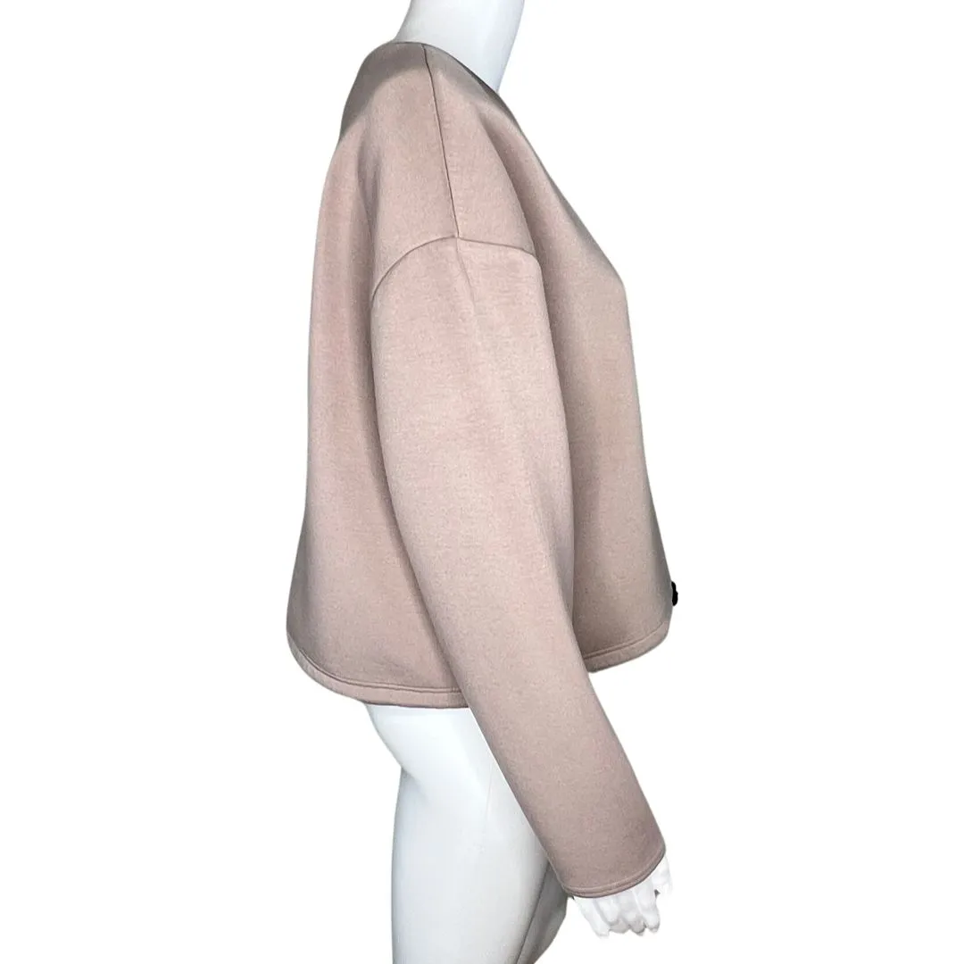 Zara Shirt Womens Medium Blush Pink Scuba Drawcord‎ Waist Sweatshirt Neutral - Image 2