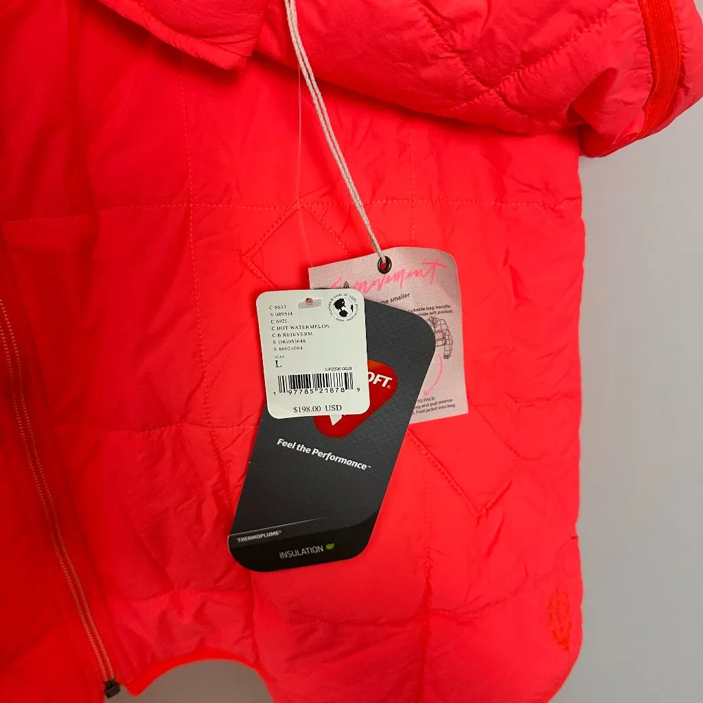 FREE PEOPLE Movement Pippa Packable Puffer in Hot Watermelon Size Large NWT Pink - Image 8