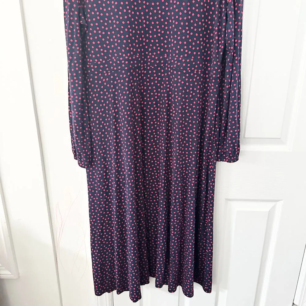 Boden Plus Camille Navy Blue Red Polka Dot Long Sleeve Midi Dress 22R D0780 Size undefined - Image 8