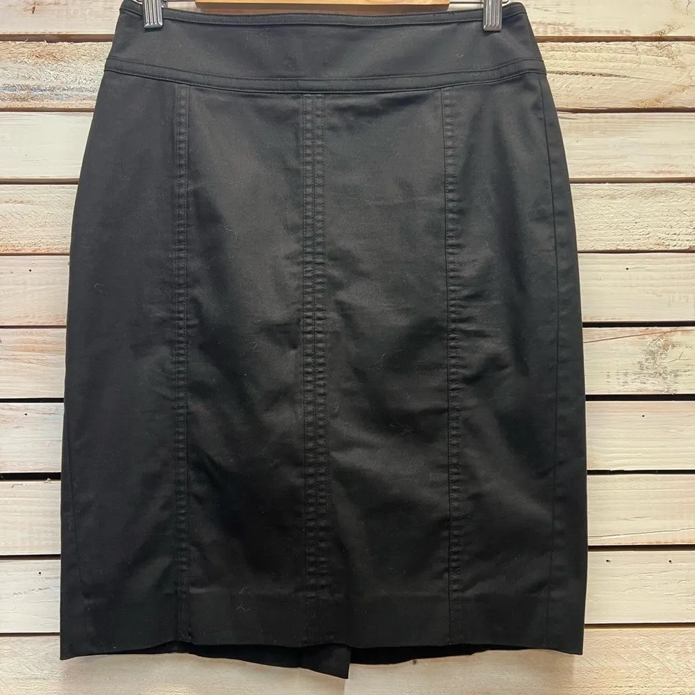 Ann Taylor Astor Black Cotton Pencil Skirt Minimalist Work Office Business Sz 2 - Image 2