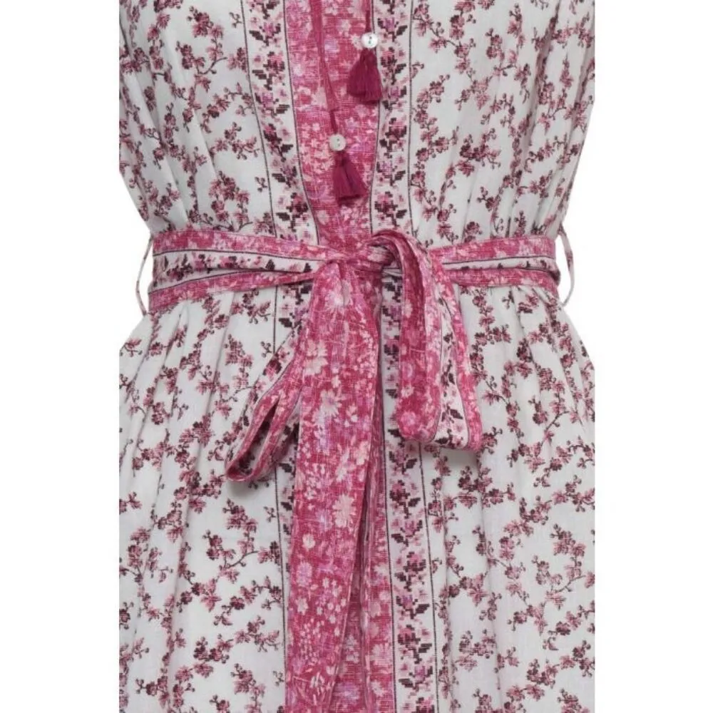 D'Ascoli Maxi Dress Serenity Kaftan Style Fuschia Floral Sz Sm Bohemian Pink - Image 4