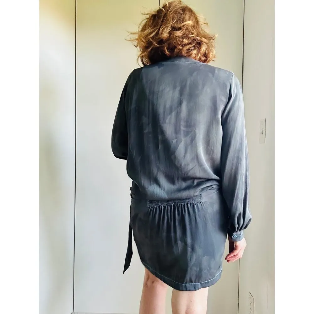 Diane Von Furstenberg Silk Y2K Does 40s Dress Mini Grey Tie Dye Print - Image 6