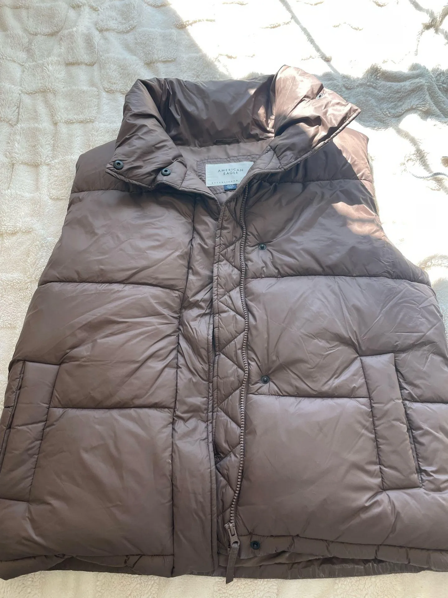 American Eagle  Brown Puffer Vest - Image 3