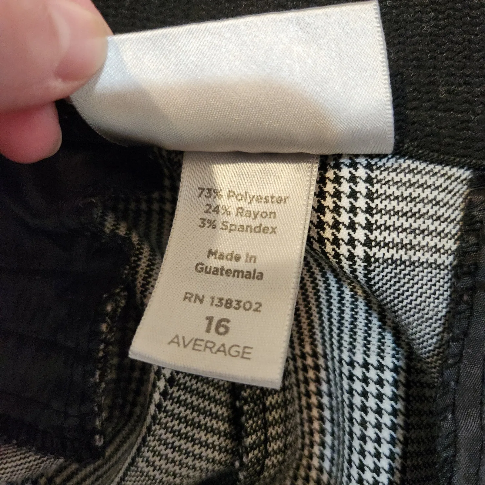 Avenue Black Houndstooth Straight Stretch Workwear Dress Pants Trousers Size 16 - Image 7