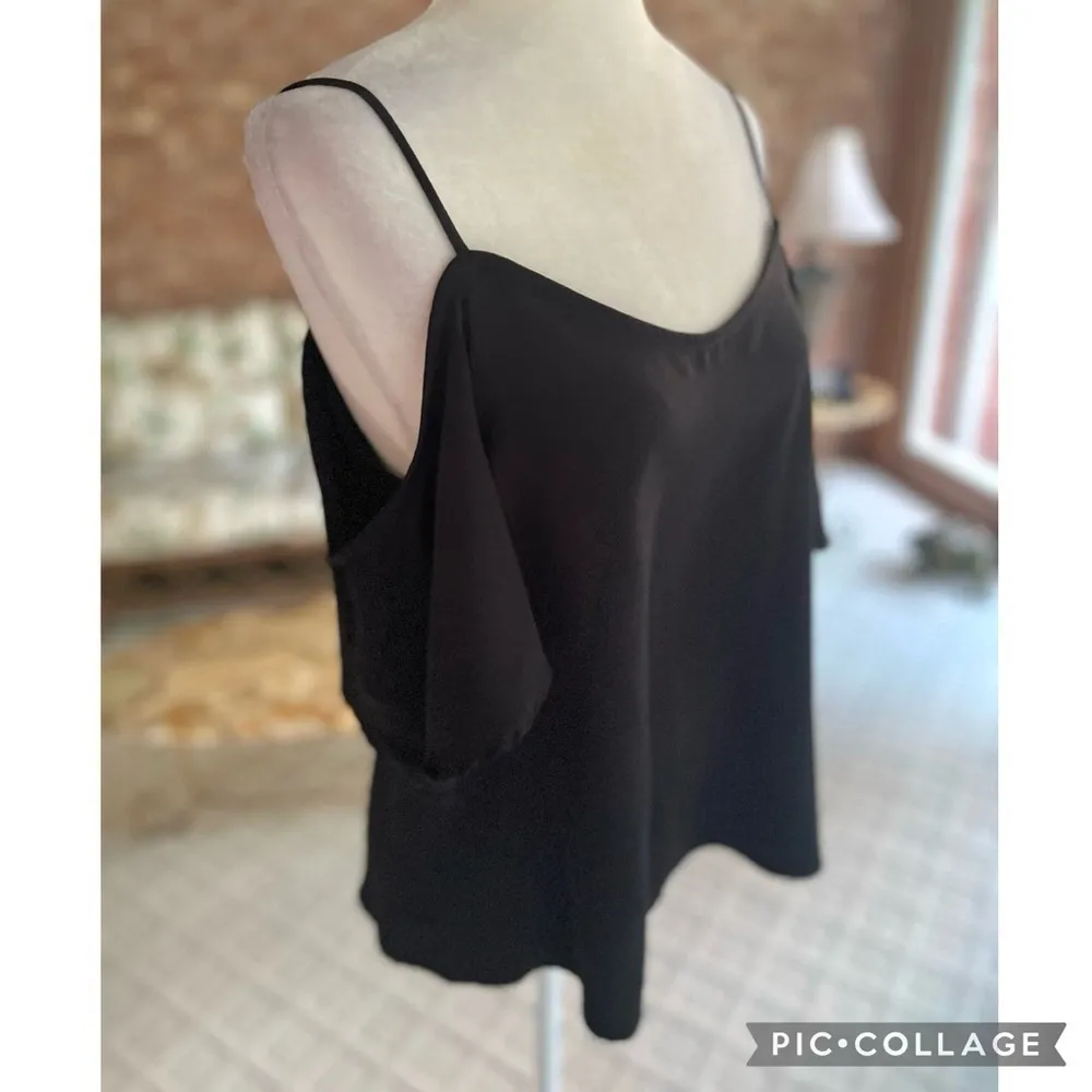 BP Top Cold Shoulder Crisscross Back Black Tank S Evening Party Date Festival - Image 7