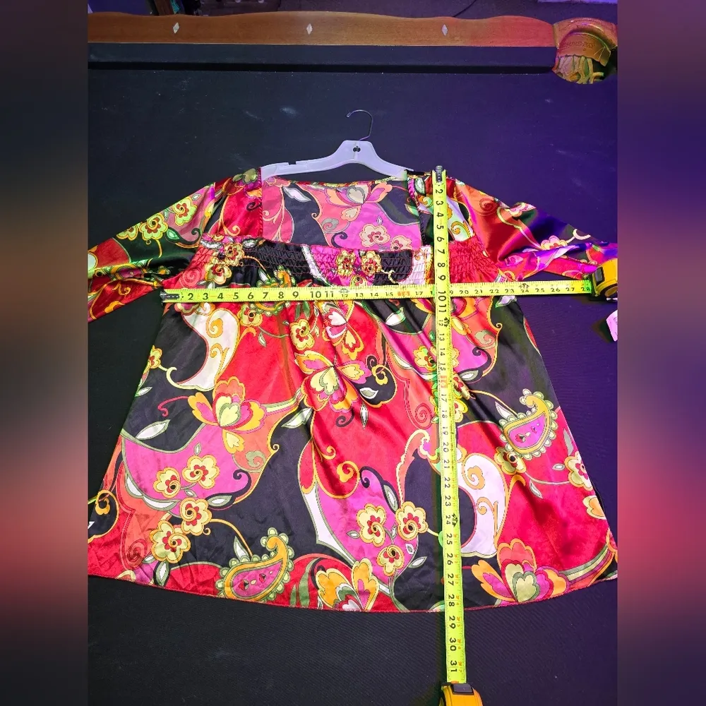 Ny Collection Women Floral Polyester Square Neck Long Sleeve Pullover Blouse 2X - Image 12