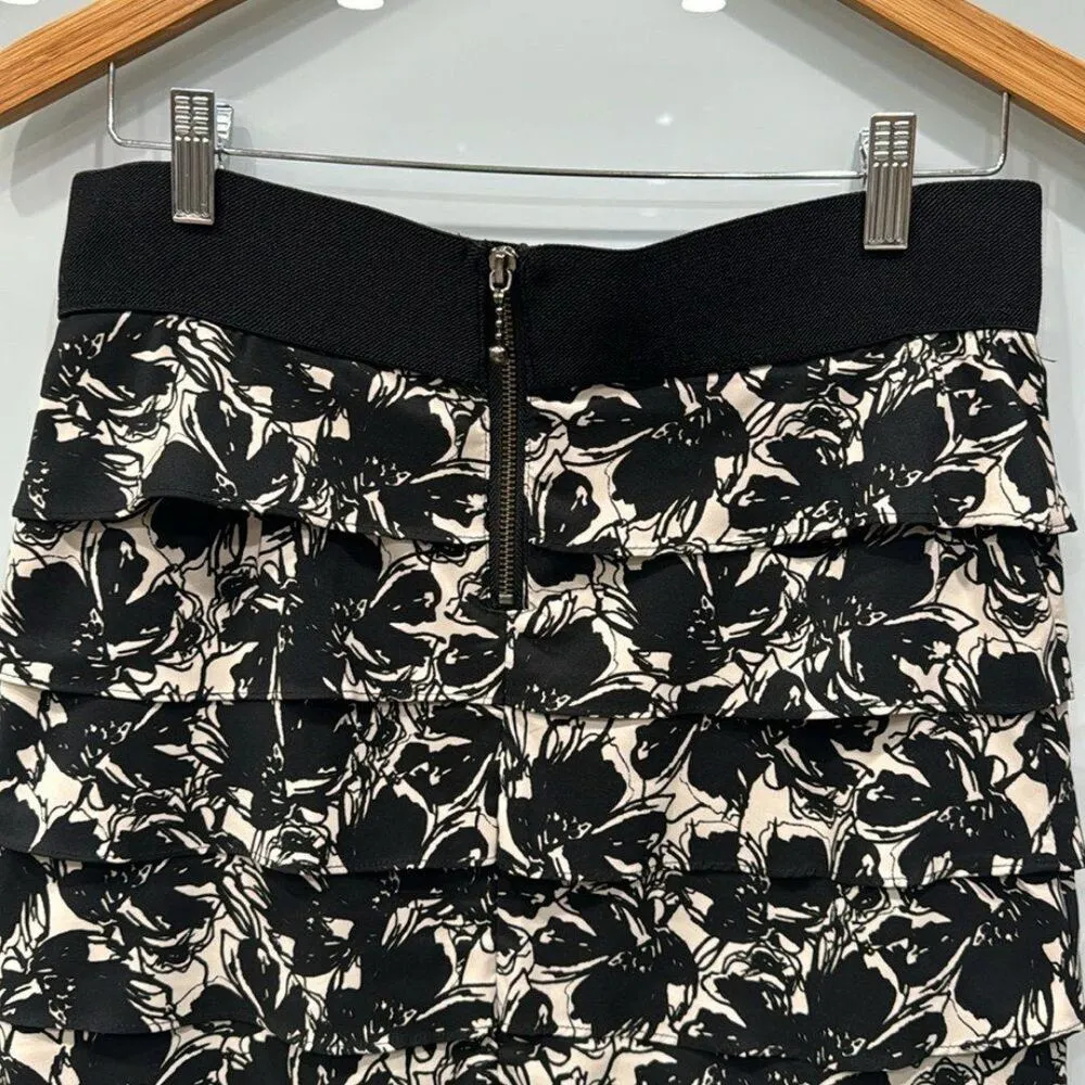 Alfani Womens Petite Black White Elastic Pleated Ruffle Straight Pencil Skirt 4P - Image 4