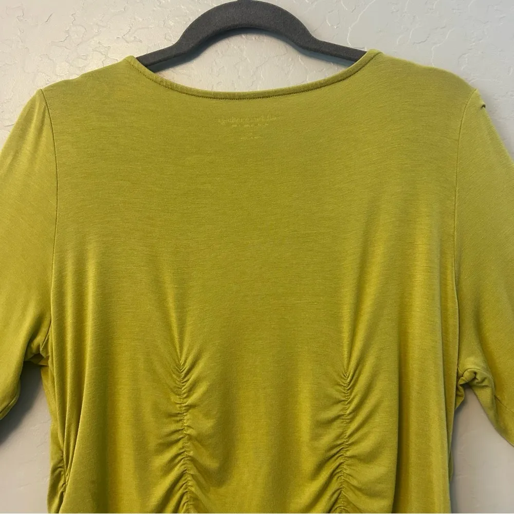 Soft Surroundings rachel ruched jersey knit top in green chartreuse color large - Image 9